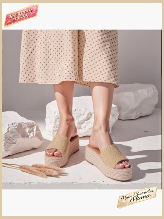 Amazon.com | VICKI·VICKI Platform Sandals Women, Raffia  Platform Espadrille Wedge Sandals Open Toe Slip On Raffia Boho Slide Summer